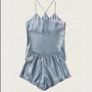 SHEIN satin cami top with shorts pj set